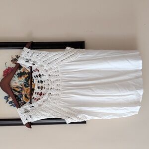 Solitaire White Crochet Yoke Sleeveless Top